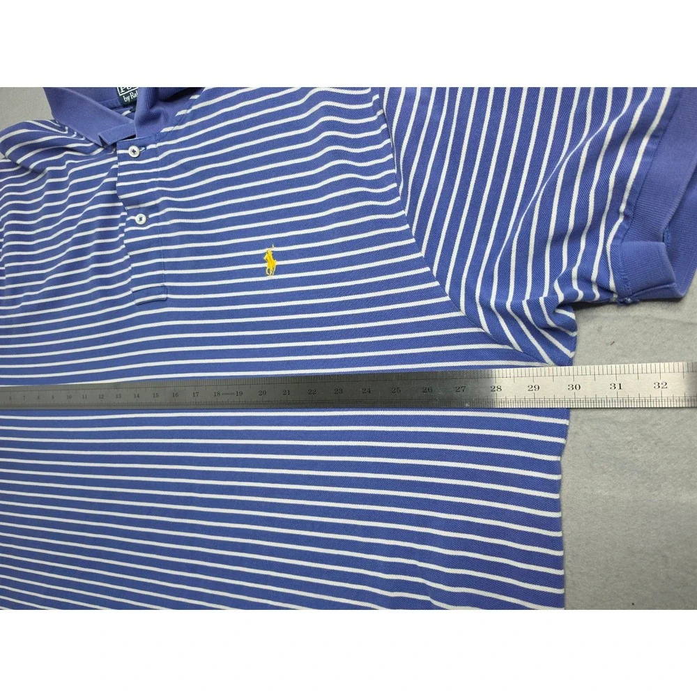 Polo Ralph Lauren Polo Shirt Mens 4XL Big Blue White Striped High Low Hem Golf